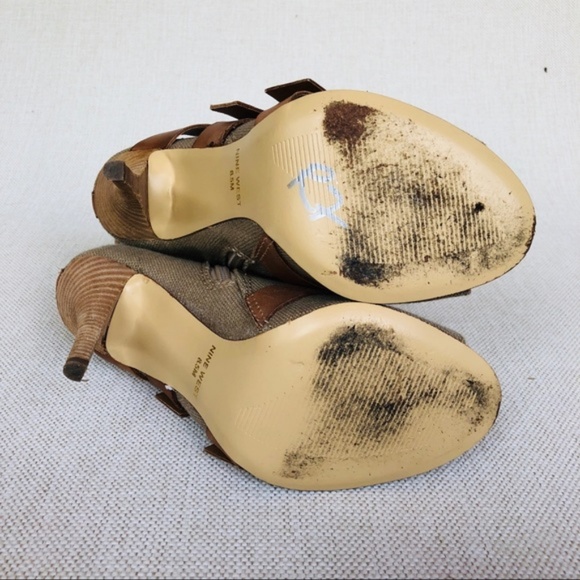 Nine West Peep Toe Canvas Stiletto Booties - Picture 7 of 8